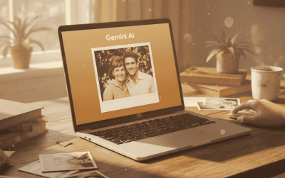 Gemini AI retro-style vintage photo editing prompts with nostalgic Polaroid and VHS effects