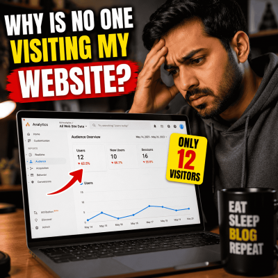 Blogger checking website traffic and analyzing blogging mistakes